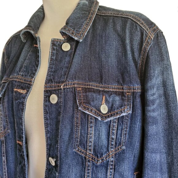 American Eagle Outfitters Deep Blue Wash Jean Jacket 100% Soft Cotton Size M - Picture 3 of 15
